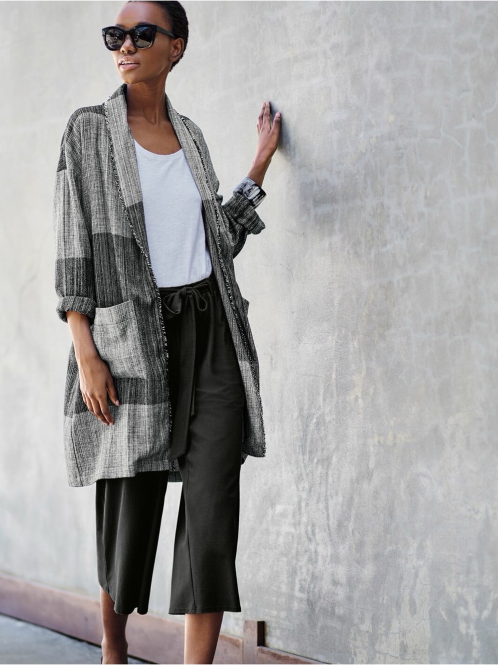 Woven Organic Cotton Eileen Fisher Open Cardigan